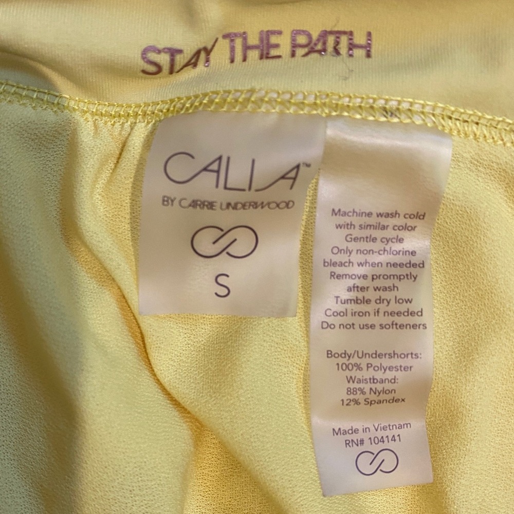 Calia by Carrie Underwood Womens Yellow Layered Tulip Athletic Shorts Size S - Picture 6 of 7